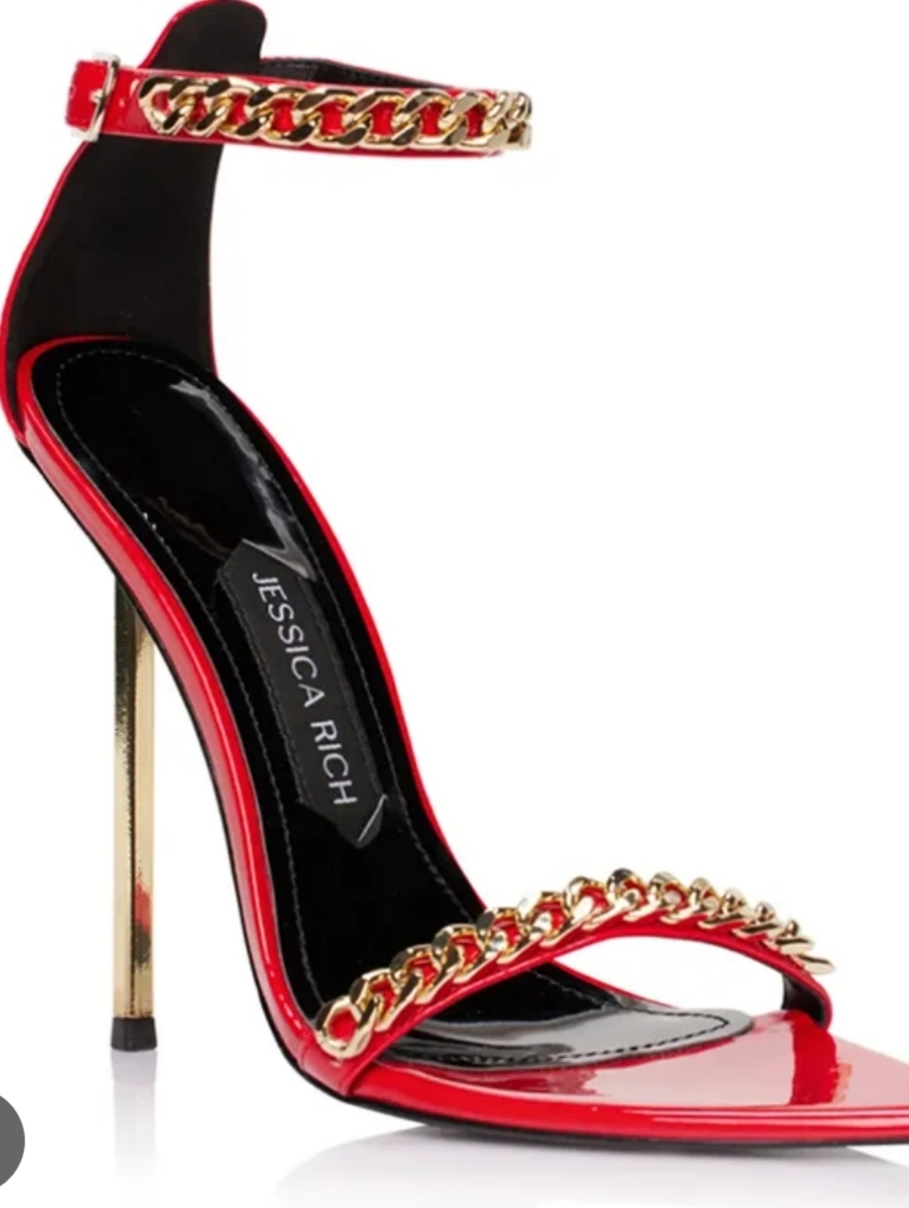 Jessica Rich Red Patent Chain Strap Stiletto Heels Women’s EU 41 Pointed Toe Pum